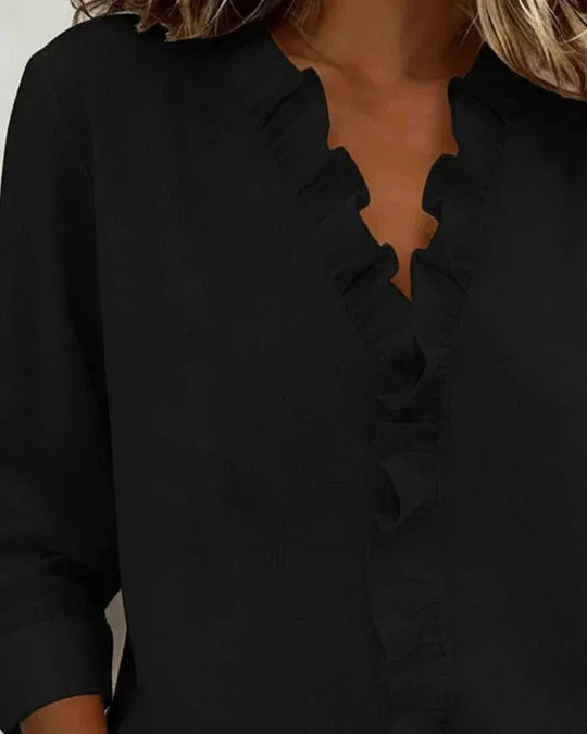 Anora | Blusa con volantes y cuello en V - RivenaModa