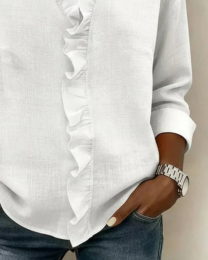Anora | Blusa con volantes y cuello en V - RivenaModa