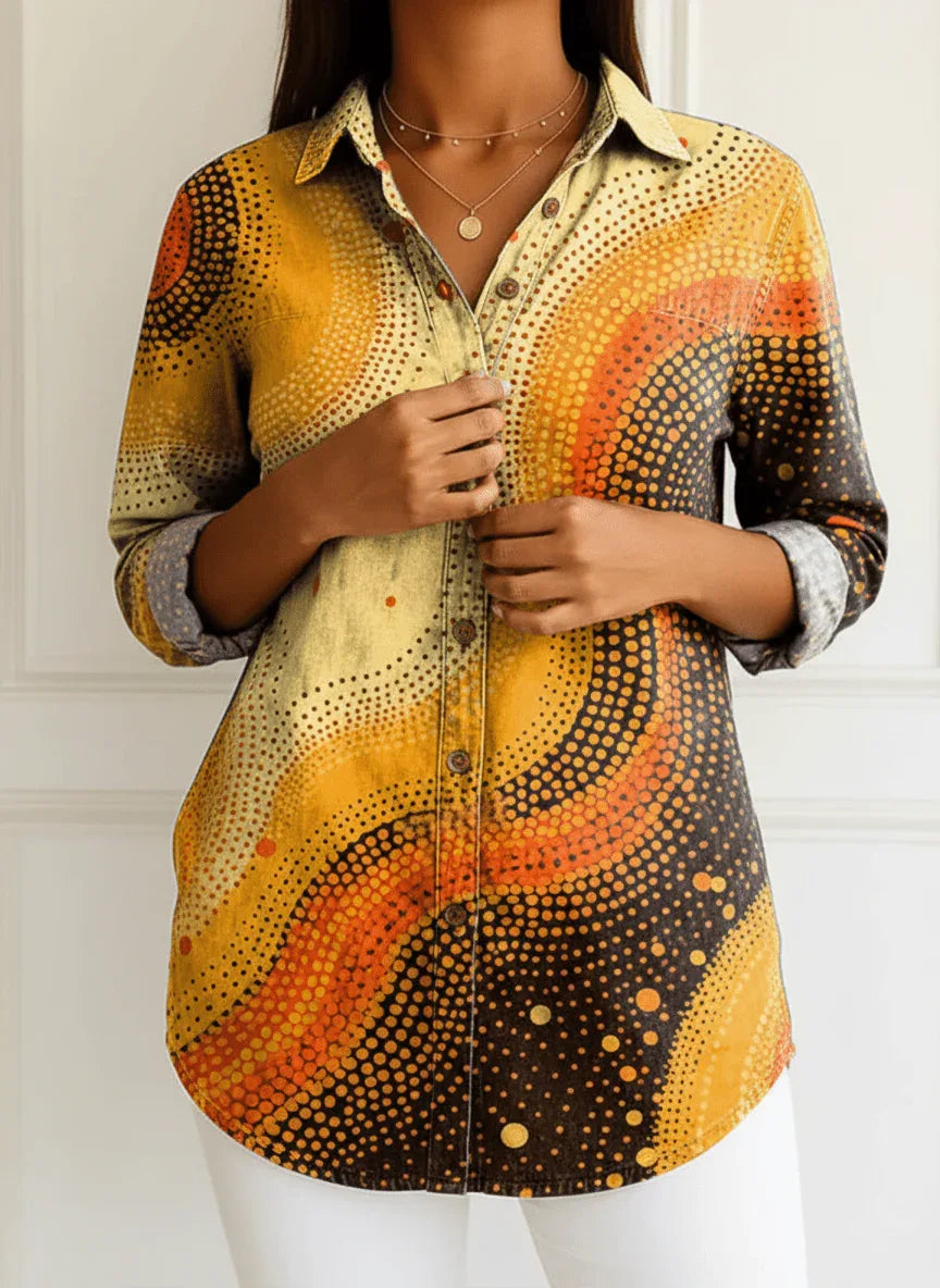 Astrid | Blusa con estampado de ondas - RivenaModa
