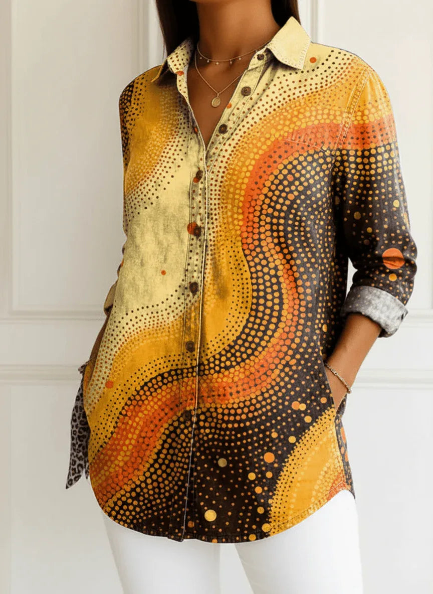 Astrid | Blusa con estampado de ondas - RivenaModa