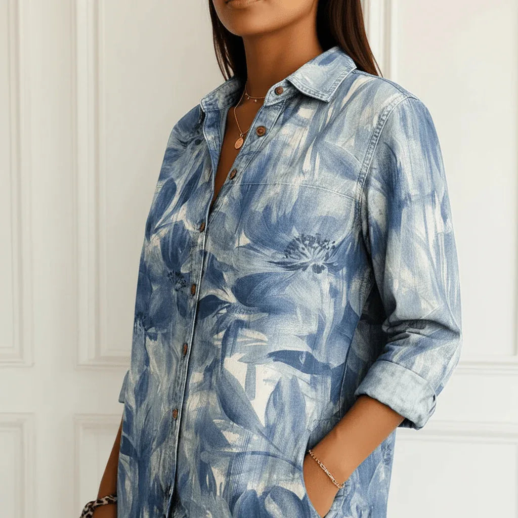 Bega | Blusa de flores azules - RivenaModa