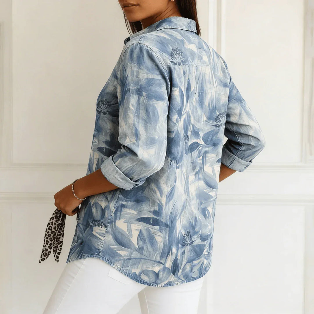 Bega | Blusa de flores azules - RivenaModa