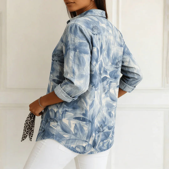 Bega | Blusa de flores azules - RivenaModa