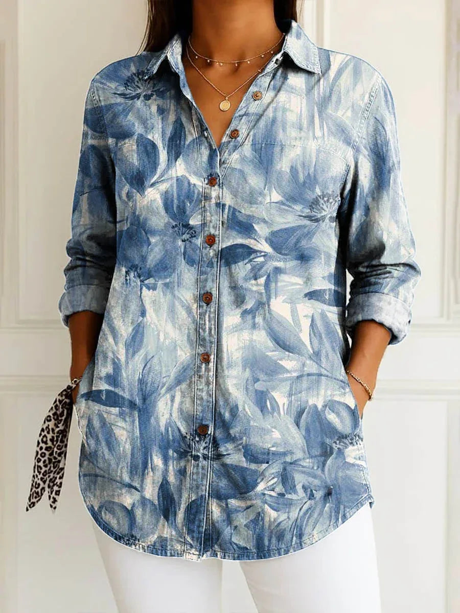 Bega | Blusa de flores azules - RivenaModa