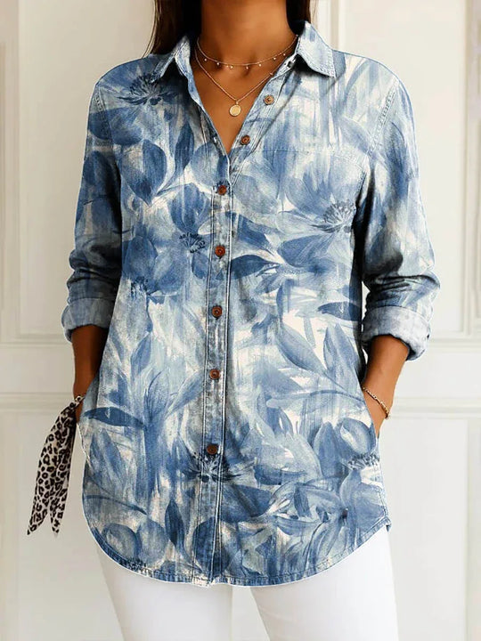 Bega | Blusa de flores azules - RivenaModa