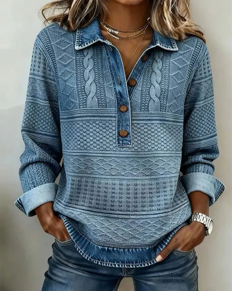Dolores | Sudadera Moderna con Medio Botón y Cuello - RivenaModa
