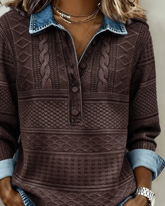 Dolores | Sudadera Moderna con Medio Botón y Cuello - RivenaModa