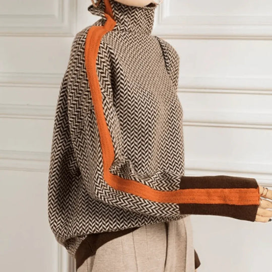 Eleanor | Suéter de Cuello Alto de Pata de Gallo Luxe - RivenaModa