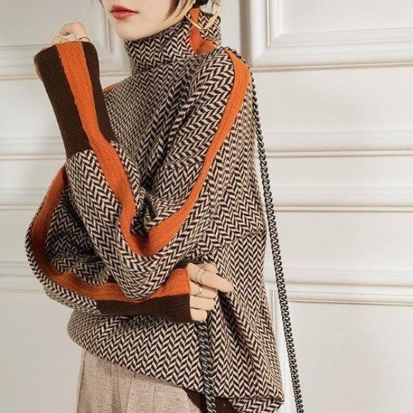Eleanor | Suéter de Cuello Alto de Pata de Gallo Luxe - RivenaModa