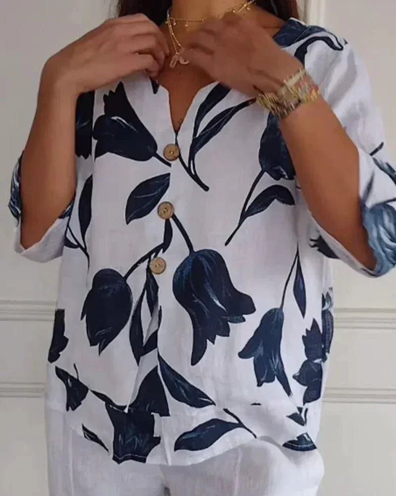 Eliana | Blusa informal con estampado de flores - RivenaModa