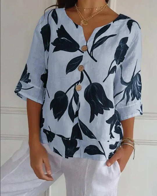 Eliana | Blusa informal con estampado de flores - RivenaModa