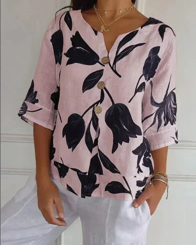 Eliana | Blusa informal con estampado de flores - RivenaModa
