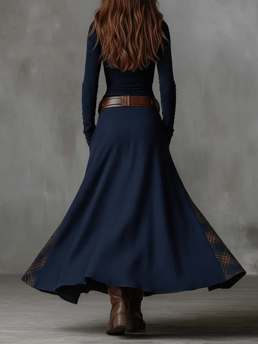 Elisa | Vestido maxi de ante con cinturón - RivenaModa