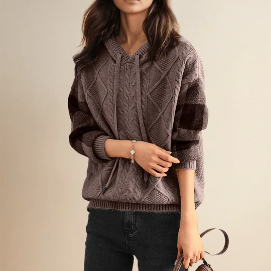 Emily | Sudadera con Capucha de Punto Cableado - RivenaModa