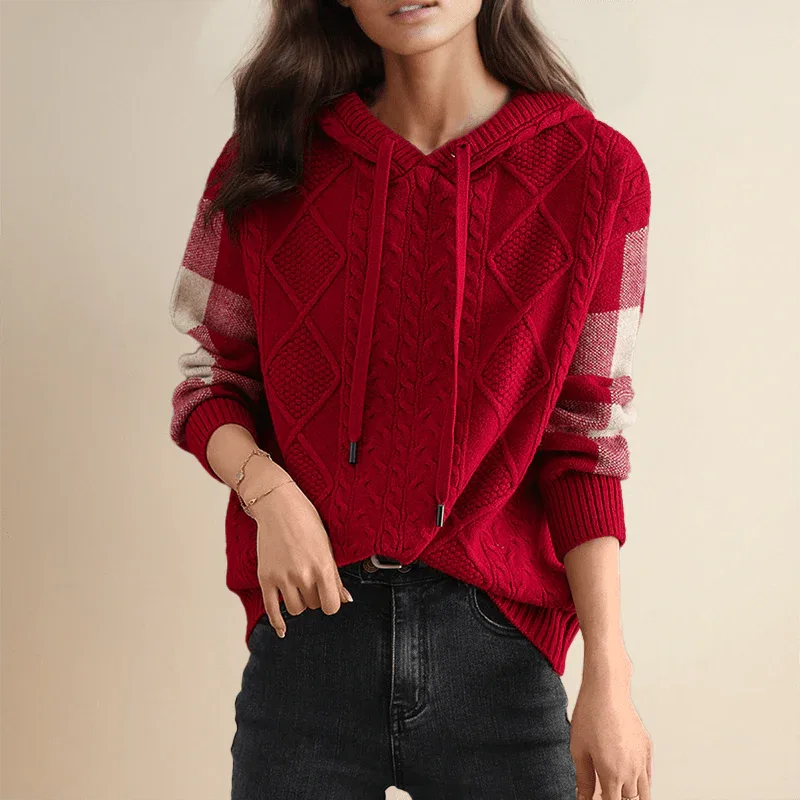 Emily | Sudadera con Capucha de Punto Cableado - RivenaModa