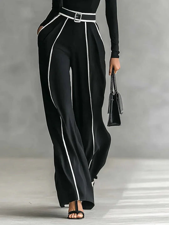 Emma | Conjunto elegante de dos piezas con cuello alto y pantalón ancho - RivenaModa