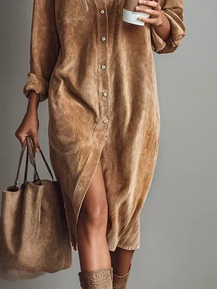 Estela | Vestido midi de pana - RivenaModa