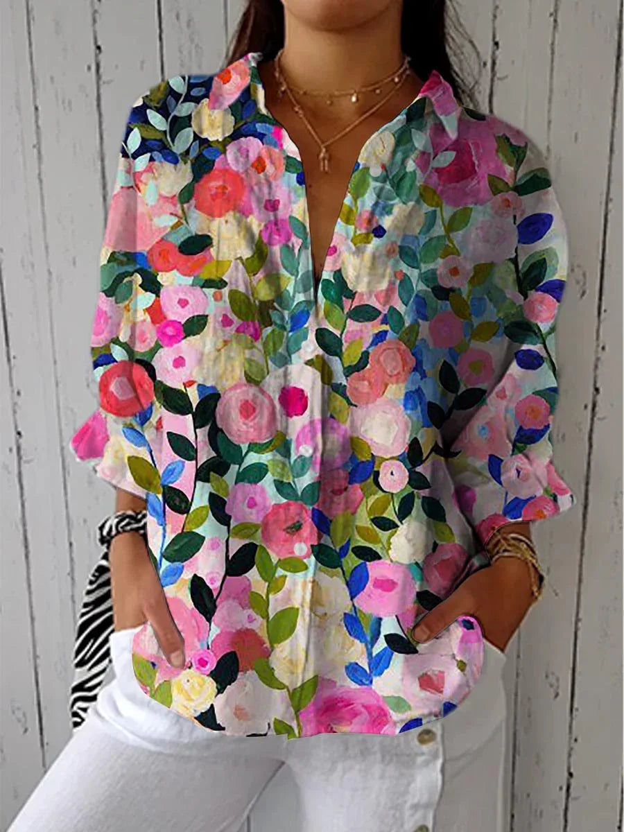 Frida | Blusa de flores multicolor - RivenaModa