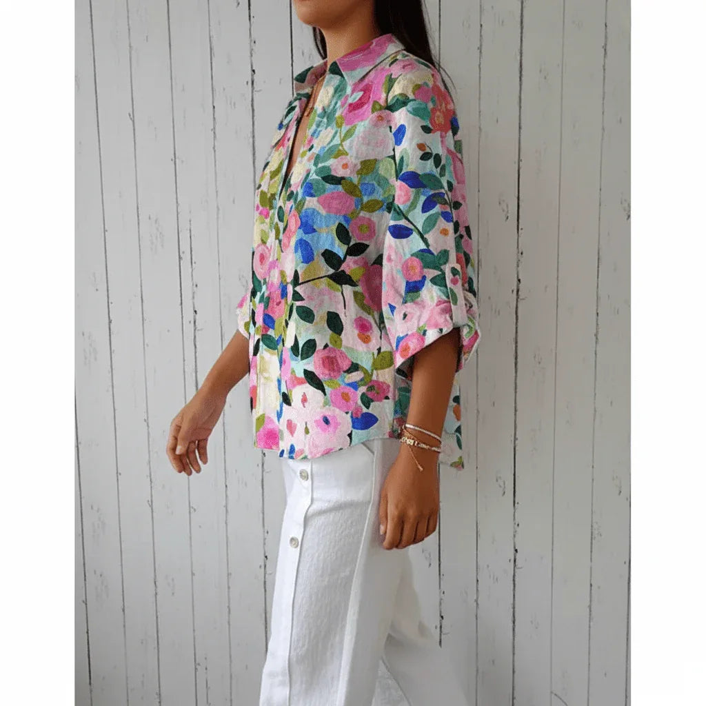 Frida | Blusa de flores multicolor - RivenaModa