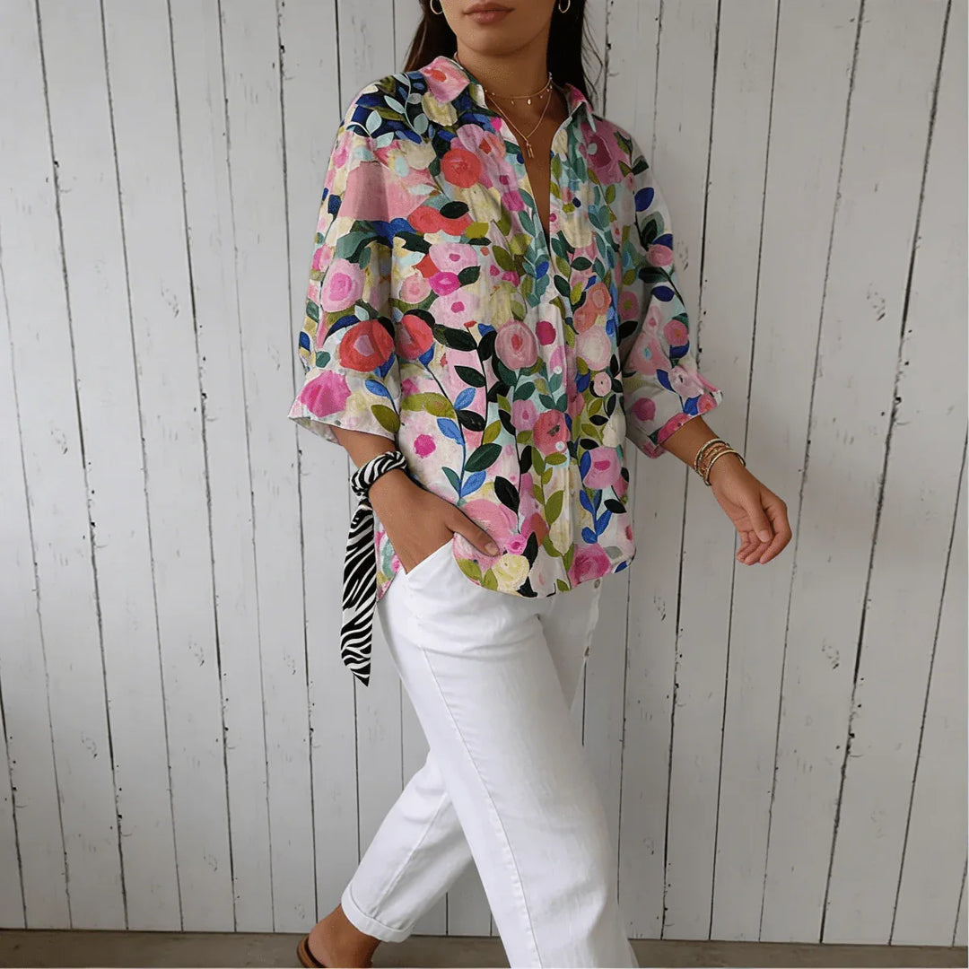 Frida | Blusa de flores multicolor - RivenaModa