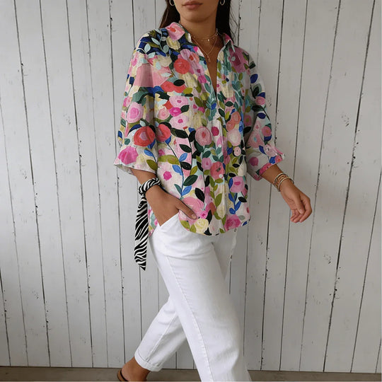 Frida | Blusa de flores multicolor - RivenaModa
