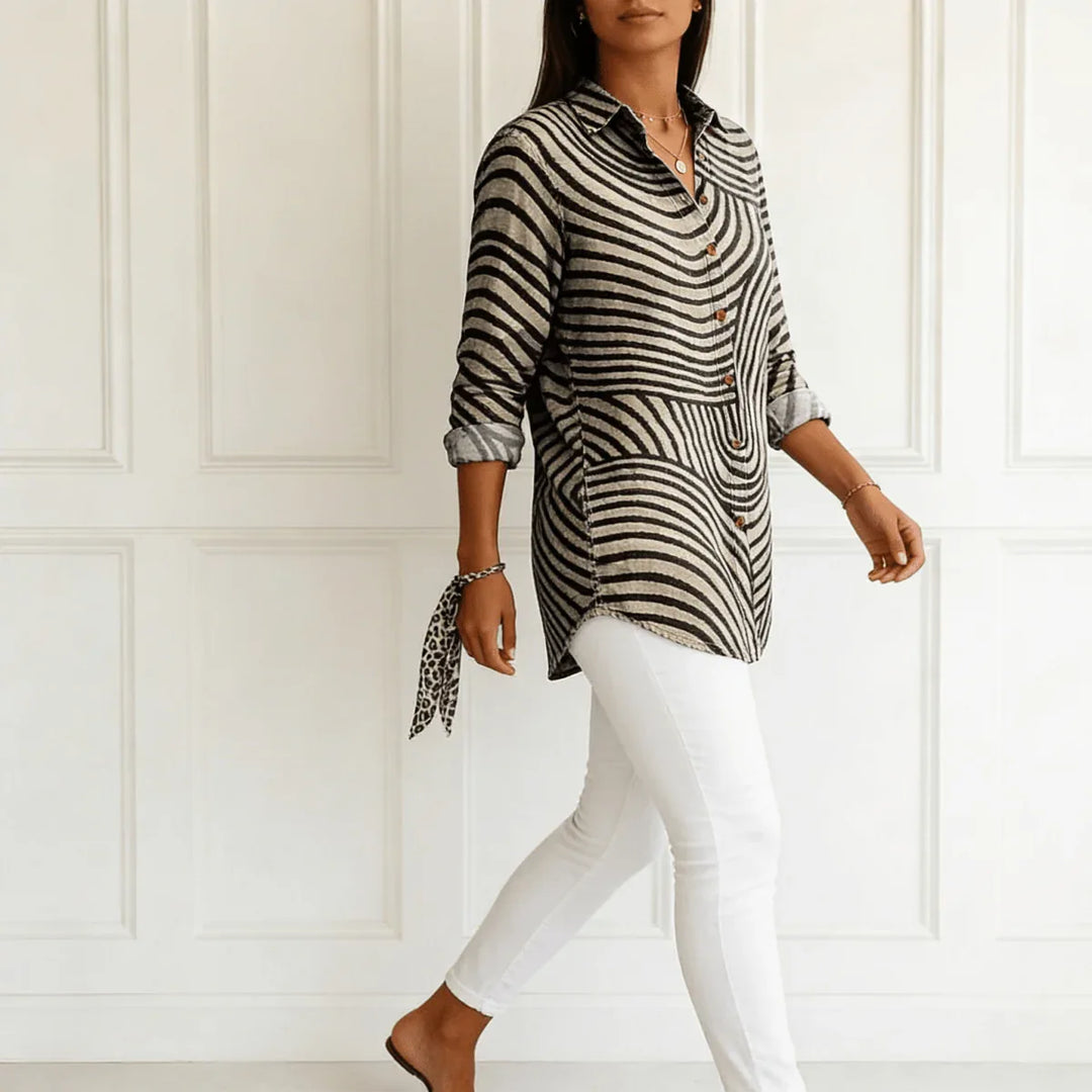 Ingrid | Blusa de rayas en espiral - RivenaModa