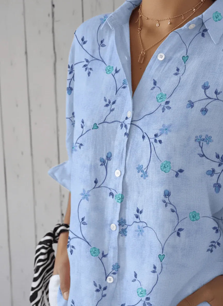 Liva | Blusa con bordado de flores - RivenaModa