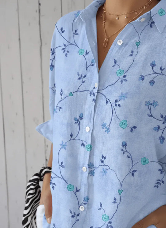 Liva | Blusa con bordado de flores - RivenaModa