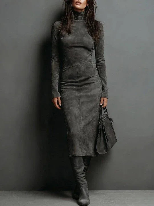 Lorena | Vestido midi largo marrón - RivenaModa