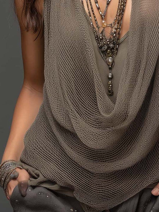 Lucía | Top halter de punto con malla ligera - RivenaModa