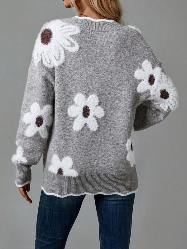 PAULA | SUÉTER FLORAL ELEGANTE CON ESCOTE EN V - RivenaModa
