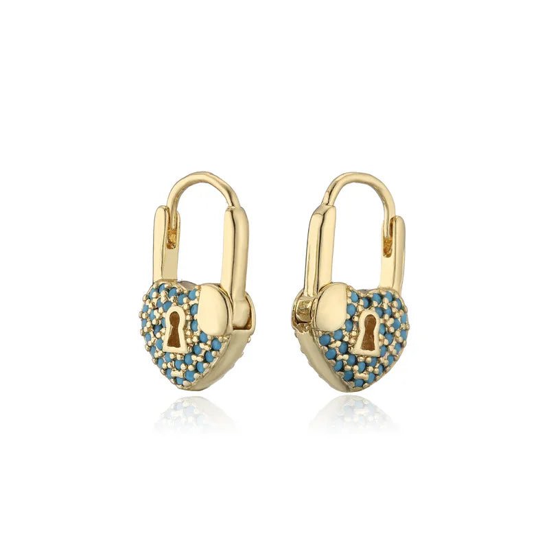 PENDIENTES DE ARO CON CANDADO EN FORMA DE CORAZÓN - RIVENA MODA