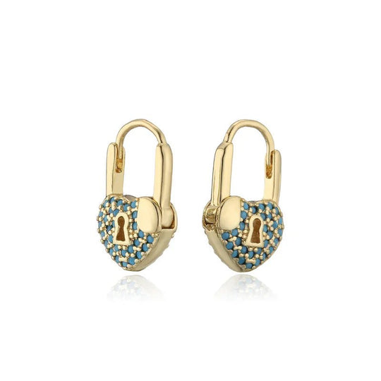 PENDIENTES DE ARO CON CANDADO EN FORMA DE CORAZÓN - RIVENA MODA