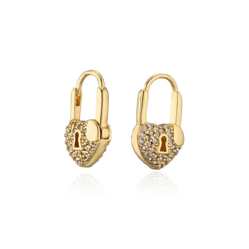 PENDIENTES DE ARO CON CANDADO EN FORMA DE CORAZÓN - RIVENA MODA