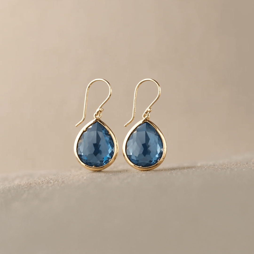PENDIENTES GOTA DE CRISTAL AZUL NOVAH - RIVENA MODA