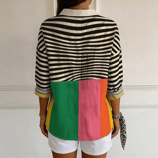Sanne | Blusa urbana a rayas en contraste - RivenaModa