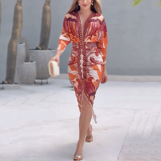 Vestido elegante con escote en V de Blysse™ - RIVENA MODA