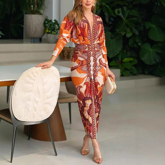 Vestido elegante con escote en V de Blysse™ - RIVENA MODA