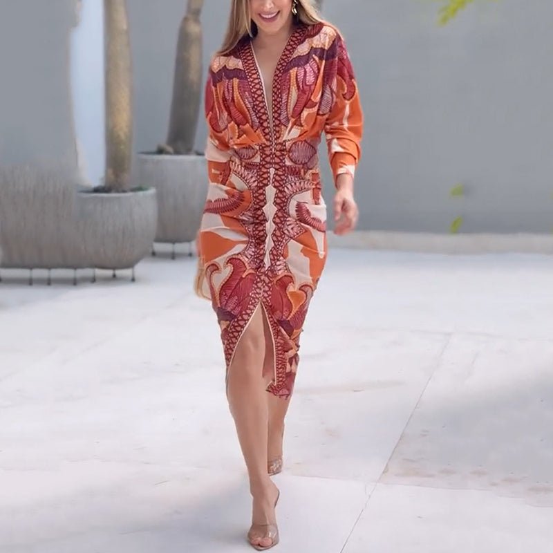 Vestido elegante con escote en V de Blysse™ - RIVENA MODA