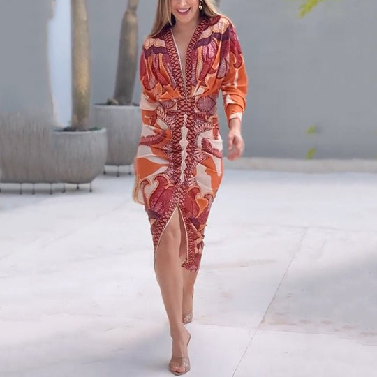 Vestido elegante con escote en V de Blysse™ - RIVENA MODA
