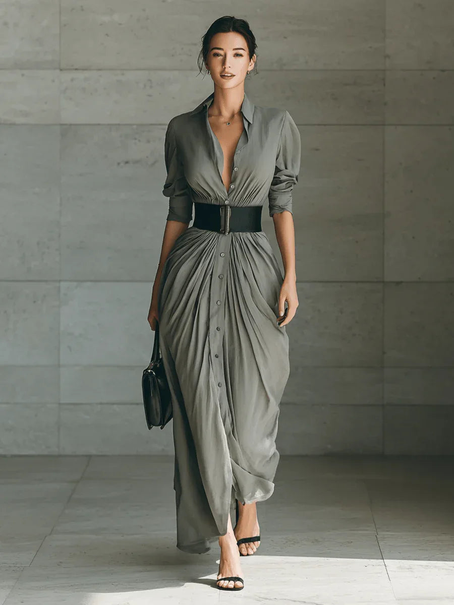 Zahara | Vestido largo plisado - RivenaModa