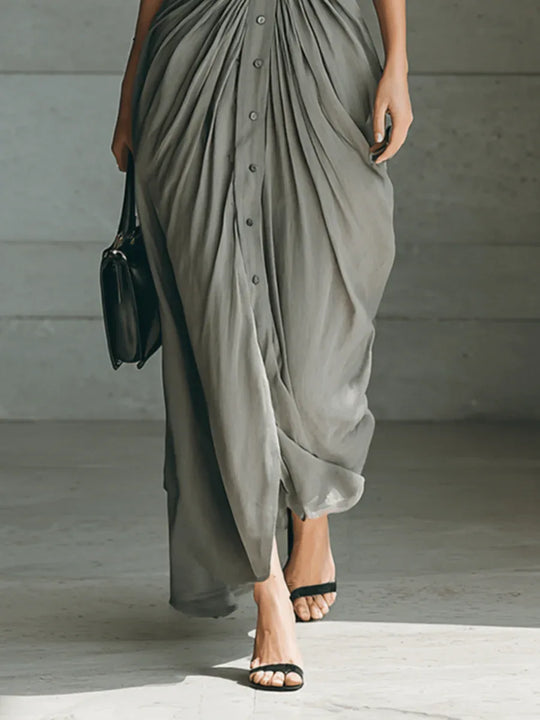 Zahara | Vestido largo plisado - RivenaModa