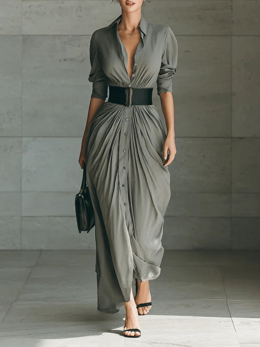 Zahara | Vestido largo plisado - RivenaModa