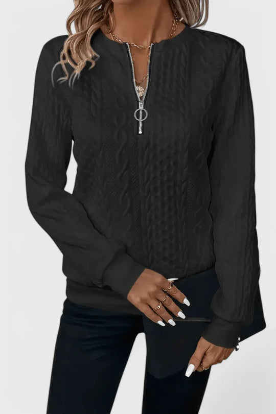 Zoey | Jersey de Punto con Cremallera Suave - RivenaModa