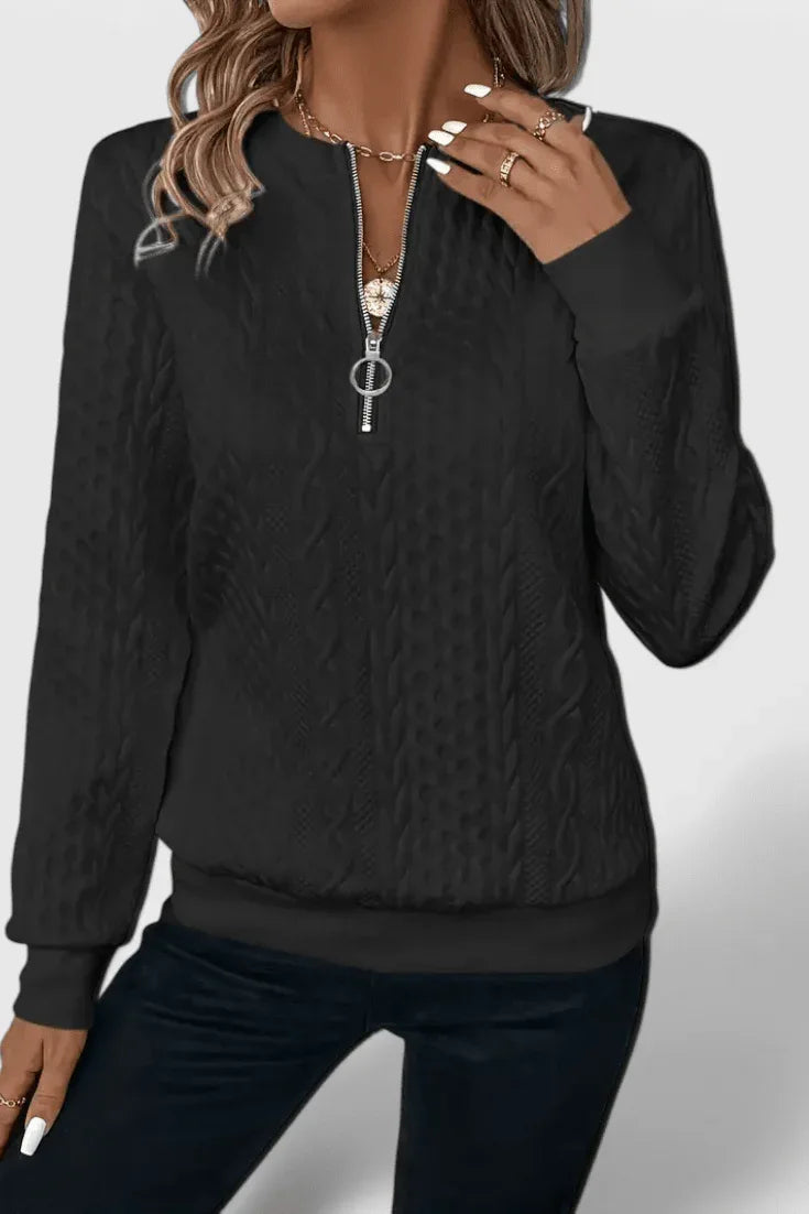 Zoey | Jersey de Punto con Cremallera Suave - RivenaModa