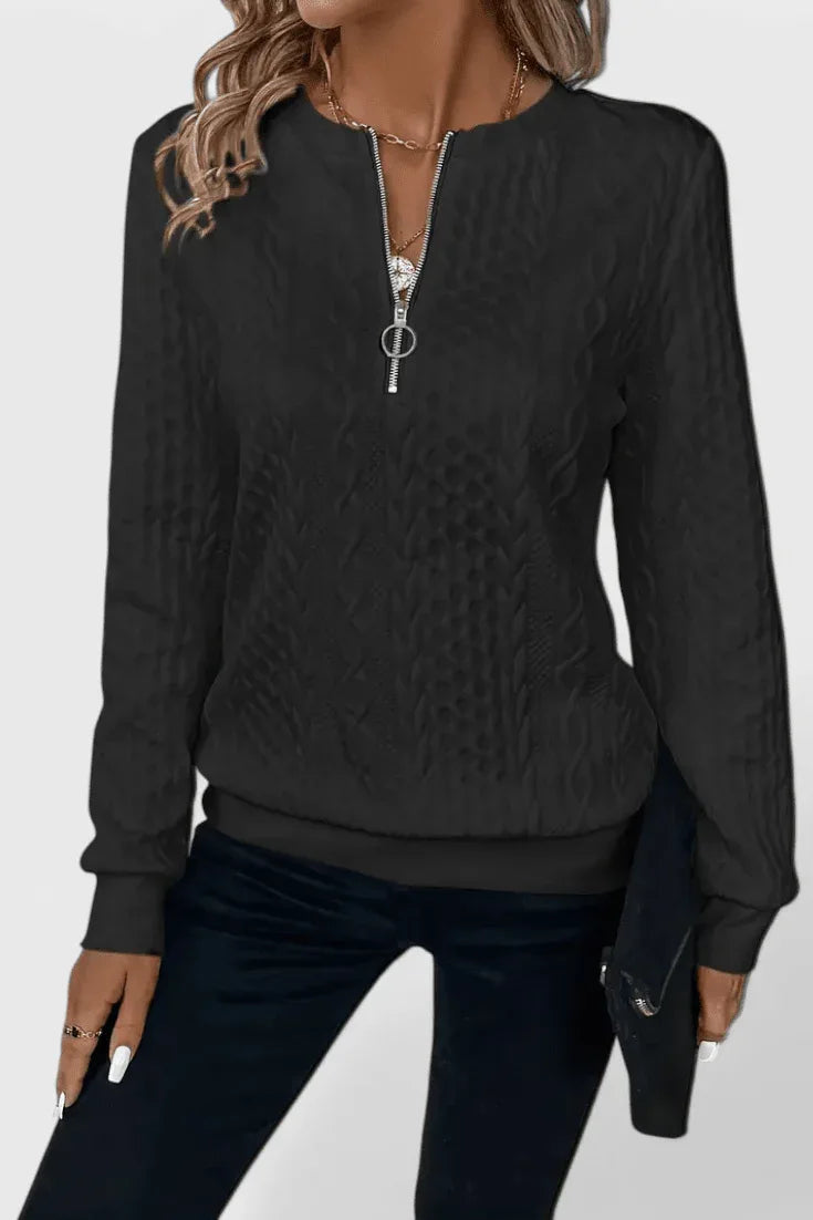 Zoey | Jersey de Punto con Cremallera Suave - RivenaModa